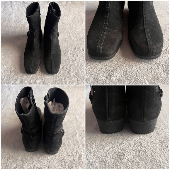 La Canadienne Sanford Suede Leather Buckle Zip Winter Ankle Boot Bootie Black - Picture 4 of 17